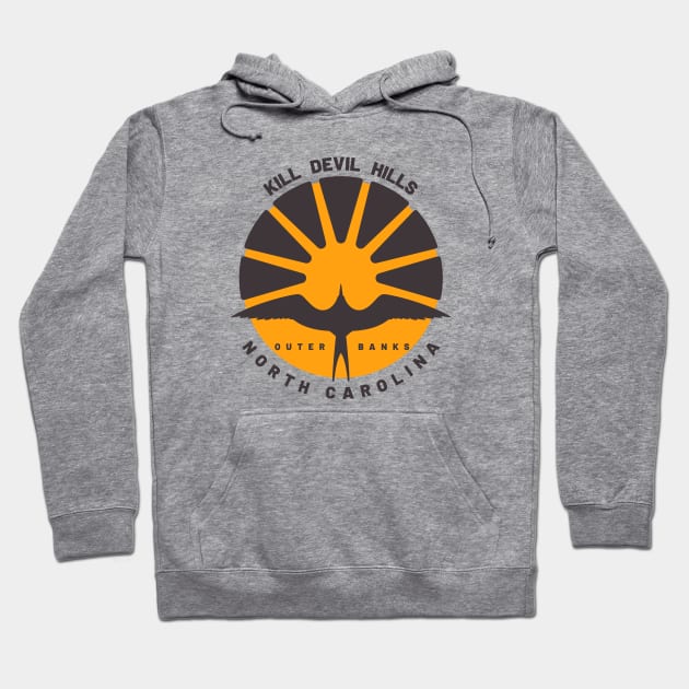 Kill Devil Hills, NC Outer Banks Sunrise Bird in Flight Hoodie by Contentarama